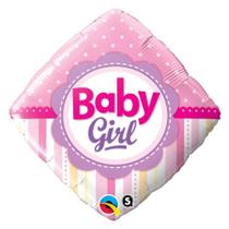 Balão de Festa Microfoil 18" 45cm - Diamante Baby Girl Rosa - 1 unidade - Qualatex Outlet - Rizzo