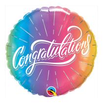 Balão de Festa Microfoil 18" 45cm - Redondo Congratulations Ombre Vibrante - 1 unidade - Qualatex Outlet - Rizzo