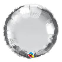 Balão de Festa Microfoil 18" 45cm - Redondo Prata Metalizado - 1 unidade - Qualatex Outlet - Rizzo
