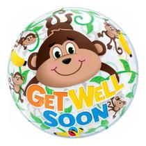 Balão de Festa Microfoil 22" 55cm - Redondo Get Well Soon Macaco - 1 unidade - Qualatex Outlet - Rizzo