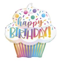 Balão de Festa Microfoil 31" 78cm - Ombre Bolinho Happy Birthday - 1 unidade - Qualatex Outlet - Rizzo Balão de Festa Microfoil 31" 78cm - Ombre Bolinho Happy Birthday - 1 unidade - Qualatex Outlet - Rizzo