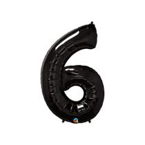 Balão de Festa Microfoil 34" 86cm - Número Seis Preto Onix - 1 unidade - Qualatex Outlet - Rizzo Balão de Festa Microfoil 34" 86cm - Número Seis Preto Onix - 1 unidade - Qualatex Outlet - Rizzo
