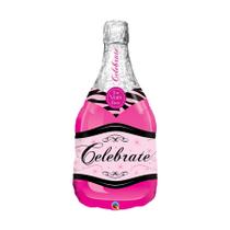 Balão de Festa Microfoil 39" 99cm - Garrafa Celebrate Rosa - 1 unidade - Qualatex - Rizzo Balão de Festa Microfoil 39" 99cm - Garrafa Celebrate Rosa - 1 unidade - Qualatex - Rizzo