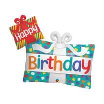 Balão de Festa Microfoil 39" 99cm - Happy Birthday Presentes - 1 unidade - Qualatex Outlet - Rizzo Balão de Festa Microfoil 39" 99cm - Happy Birthday Presentes - 1 unidade - Qualatex Outlet - Rizzo