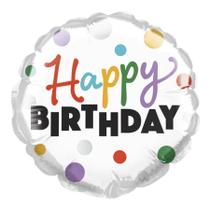 Balão de Festa Microfoil 4" 10cm - Redondo Happy Birthday! Poas Coloridos - 1 unidade - Qualatex Outlet - Rizzo Balão de Festa Microfoil 4" 10cm - Redondo Happy Birthday! Poas Coloridos - 1 unidade - Qualatex Outlet - Rizzo