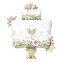Balão de Festa Microfoil 41" 104cm - Bolo de Casamento Ouro - 1 unidade - Qualatex Outlet - Rizzo Balão de Festa Microfoil 41" 104cm - Bolo de Casamento Ouro - 1 unidade - Qualatex Outlet - Rizzo