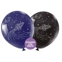 Balão de Festa Redondo Profissional Látex Decorado 11" 28cm - Astronauta - 25 Unidades