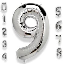 Balão de folha de hélio AULE 40 cm prata número 9 para aniversário