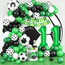 Balão de futebol de aniversário Arch Adorely 11th com verde nº 11