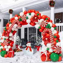 Balão de Natal Garland Arch Kit Bonropin com 50 balões de látex vermelhos e 40 brancos Balão de Natal Garland Arch Kit Bonropin com 50 balões de látex vermelhos e 40 brancos