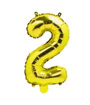 Balão de número 2 na cor dourado metalizado Balão de número 2 na cor dourado metalizado