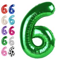 Balão de Número 6 Verde em Folha 40" para Festa Balão de Número 6 Verde em Folha 40" para Festa