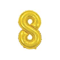 Balão De Número Grande Dourado Metalizado 40cm