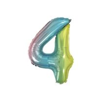 Balão De Número Grande Multicolor Metalizado 40cm