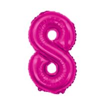 Balão De Número Grande Rosa Pink Metalizado 40cm Balão De Número Grande Rosa Pink Metalizado 40cm