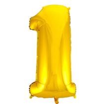 Balão de Número Médio Metalizado Dourado 70cm - Mundo Bizarro