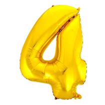 Balão de Número Médio Metalizado Dourado 70cm