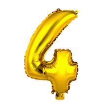 Balão de Número Pequeno Metalizado Dourado 40cm - Mundo Bizarro