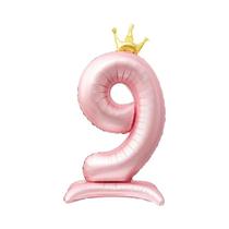 Balão De Número Rosa De 40 Polegadas Para Aniversário, Coroa De Princesa, Decoração De Festa De