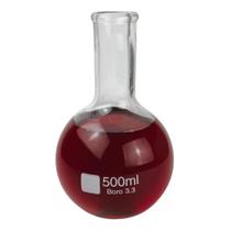 Balão de Vidro Fundo Chato 500 mL Neobio para Aquecimento, Preparo de Soluções e Reações em Laboratório