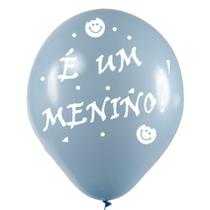 Balão Decorado Chá Revelação Menino Azul nº9 23cm - 25 Un - Balões Joy Balão Decorado Chá Revelação Menino Azul nº9 23cm - 25 Un - Balões Joy