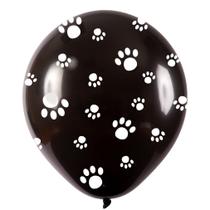 Balão Decorado Preto Patinhas de Cachorro nº9 23cm - 25 Un - Balões Joy