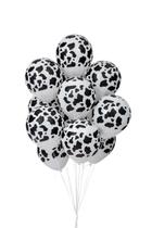 BALÃO DECORADO VACA MALHADA - BRANCO COM PRETO - PIC PIC Nº 10 - Pacote com 25 unidades BALÃO DECORADO VACA MALHADA - BRANCO COM PRETO - PIC PIC Nº 10 - Pacote com 25 unidades