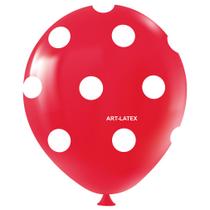 Balão Decorado Vermelho Bolinhas Brancas nº11 28cm - 25 Un