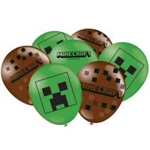 Balão Decorativo Bexiga Temática Especial Minecraft Aniversário - 25 Unidades - Festcolor