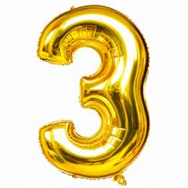 Balão Dourado Aniversário Número 3 Pequeno 40cm Decoração Festas