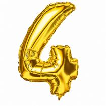 Balão Dourado Aniversário Número 4 Pequeno 40cm Decoração Festas