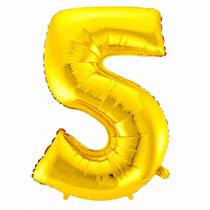 Balão Dourado Aniversário Número 5 Pequeno 40cm Decoração Festas