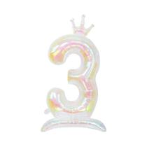 Balão Em Forma De Coroa Arco-Íris Transparente De 40 Polegadas Com Base Para Decoração De