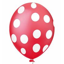 Balão Estampado Poá Vermelho e Branco - 11 Polegadas - 25 Un Balão Estampado Poá Vermelho e Branco - 11 Polegadas - 25 Un