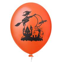 Balão Festa Halloween Bruxa Laranja Bexiga Decorada p/ Aniversario Dia Das Bruxas Nº11 c/ 25 Unidades