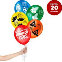Balão Festa Junina Pacote com 20 Balões 8 Polegadas Decoração São João Arraiá Fogueira