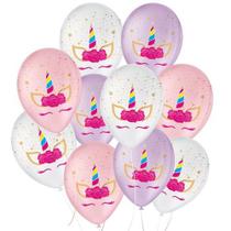 Balão Festa Unicornio Charm Látex 9" Pol 23cm C/ 25 unidades