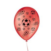 Balão Futebol - Vermelho e Preto 9" 23cm - 25 Unid.