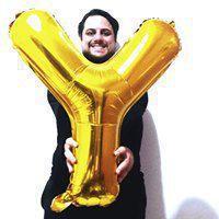 Balão Gigante Letra Y Dourado Metalizado 75 Cm - Festas & Decor