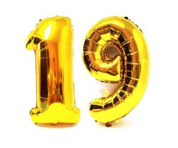 Balão Gigante Número 19 Dourado Metalizado Festas Decoração 75 Cm - Festas & Decor