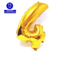 Balão Gigante Número 4 Dourado Metalizado 75 Cm