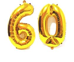 Balão Gigante Número 60 Dourado Metalizado Festas Decoração 75 Cm - Festas & Decor