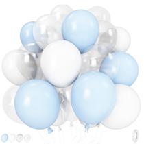 Balão Govpy azul pastel e branco 35 unidades de 30 cm para festa