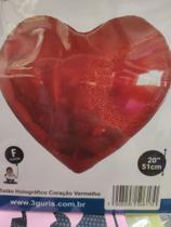 Balão holográfico coração vermelho