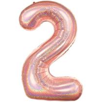 Balão Holográfico Números 2 Rose Gold 35-40 cm Balão Holográfico Números 2 Rose Gold 35-40 cm