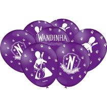 Balão Impresso 9" Wandinha Lilás c/ 25 unids Licenciado - FESTCOLOR