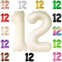 Balão KatChon Gaint Cream White Número 12 40cm Aniversário