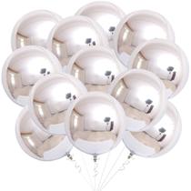 Balão KatChon Huge Metallic Silver 4D Round Mylar 22 cm, pacote com 12 Balão KatChon Huge Metallic Silver 4D Round Mylar 22 cm, pacote com 12