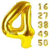 Balão Kelfuoya Número 4 Dourado em Papel Metalizado 40" para Festa Balão Kelfuoya Número 4 Dourado em Papel Metalizado 40" para Festa