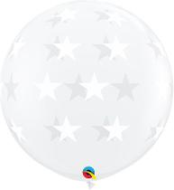 Balão látex 3 pés cristal com estrelas Balão látex 3 pés cristal com estrelas